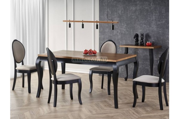 Windsor fa étkezőasztal sötét tölgy-fekete + Velo székek
