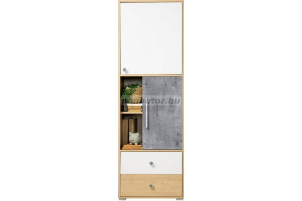 Step ST3 ajtós-fiókos-polcos szekrény szivacs tölgy-fehér-beton