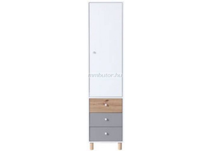 Faro FR4 ajtós-fiókos szekrény fehér lux-artisan tölgy-szürke