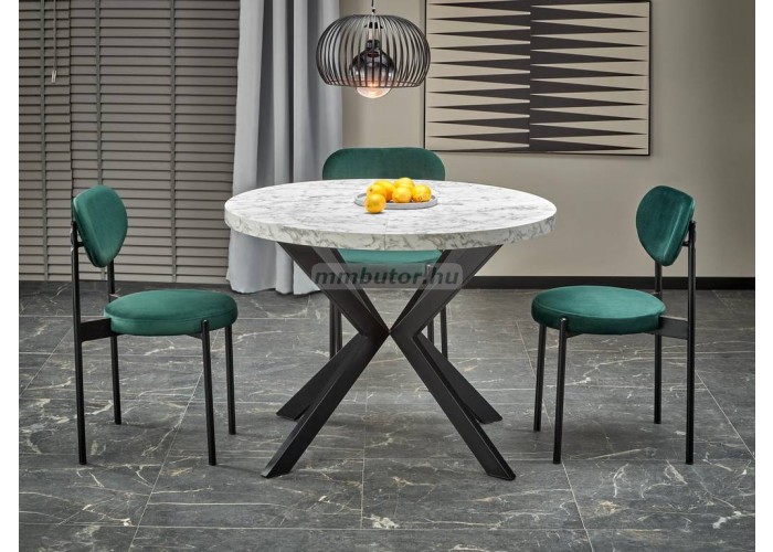 Peroni étkezőasztal összecsukva fehér márvány-fekete + K-509 székek