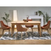 Edmondo fa étkezőasztal natúr tölgy + Malaga székek